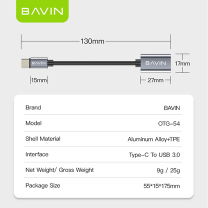 BAVIN O54 USB-C to USB 3.0 OTG Adapter thunderbolt 3 to USB Female Adapter For Laptop Tablet Mouse Keyboard