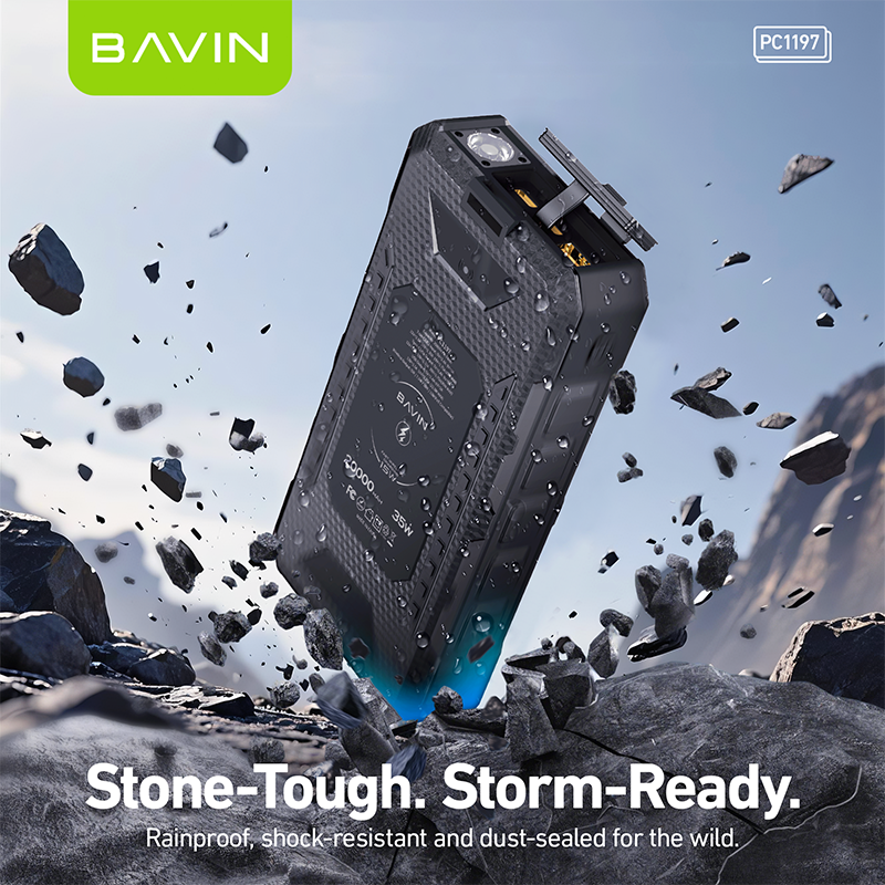 BAVIN Y-PC1197 20000mAh Solar Powerbank w/ 35W Type-C Fast Charging & 15W Wireless Charging w/ LED Flashlight & 3 Outputs