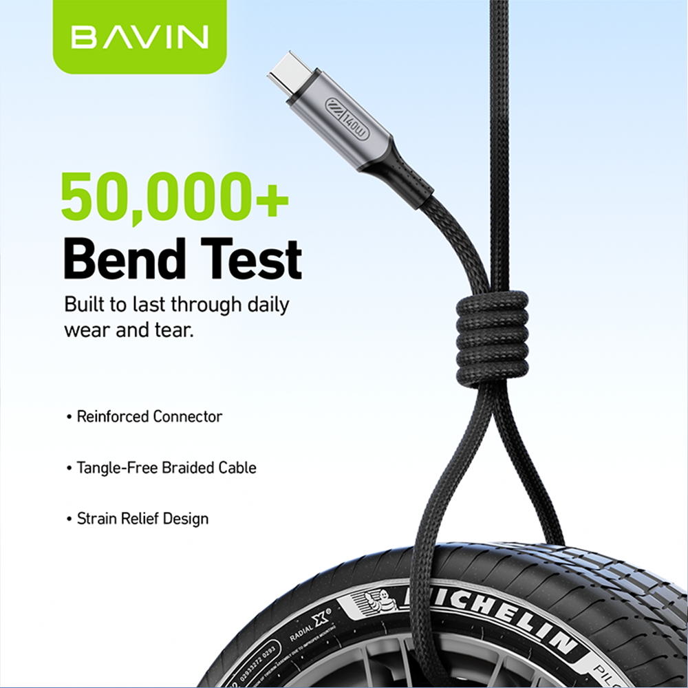 BAVIN CB422 140W PD 3.1 USB-C to USB-C Fast Charging Cable 1.2m Braided+PPS For Phone/Tablet/Laptop