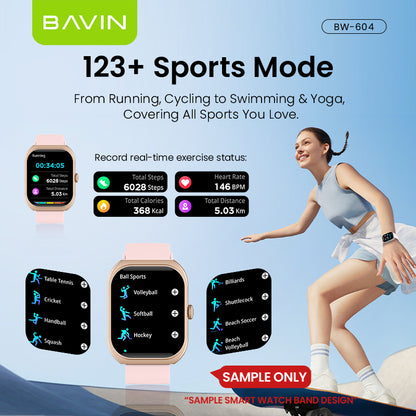 BAVIN BW604 Smart Watch 2.01" Display, Bluetooth Calling, Fitness & Sports Modes, Health Tracking Compatible for Smartphones
