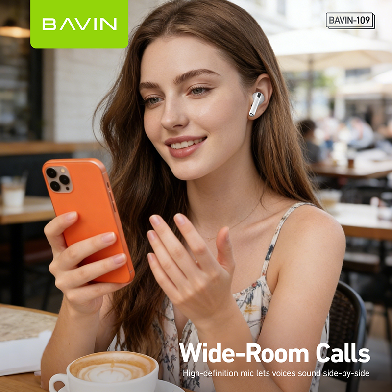 BAVIN BA109 Hi-Res Audio TWS Wireless Bluetooth 6.0 Earphones w/ Microphone & 30 Hours Playtime