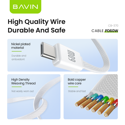 BAVIN U-CB370 60W Fast Charging Mini Cable 25cm for Type-C to Type-C & Type-C to iPhone