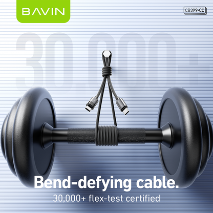 BAVIN U-CB399 60W Fast Charging & Data Cable w/ Type-C to Type-C & Type-C to iPhone Supports Laptop, Smartphones