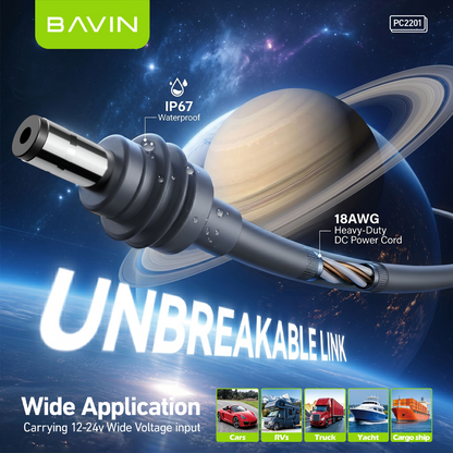 BAVIN PC2201 Starlink Mini 36W PD+QC3.0 Fast DC Power Cable Car Charger w/ Display + Waterproof Outdoor