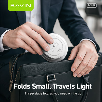 BAVIN Y-PC1181 3-in-1 Magnetic Wireless Charger 15W Fast Charging Dock for Phone / Watch / Earbuds Foldable w/ LED Light