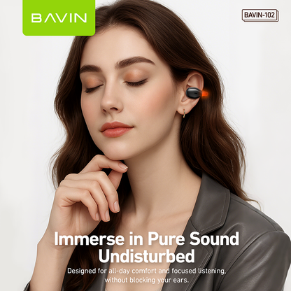 BAVIN HB-BA-102 Open-Ear TWS Bluetooth Earbuds w/ LED Light, Touch Controls, AI Voice Assistant & Translation