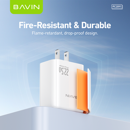 BAVIN PC2091 22.5W PD Fast Charging Charger Adapter USB Port &1 Meter Cable for Micro / Type-C /iPhone