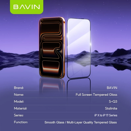 BAVIN Q3 One Click Series Screen Protector Tempered Glass Full Screen for iPhone X/XS/11/12/13/14/15/16/16E/17 Series