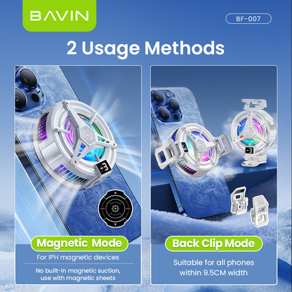 BAVIN BF-007 Magnetic Phone Gaming Cooler Portable Semiconductor Cooling Fan w/ 3 Speed Adjustment for Smartphones