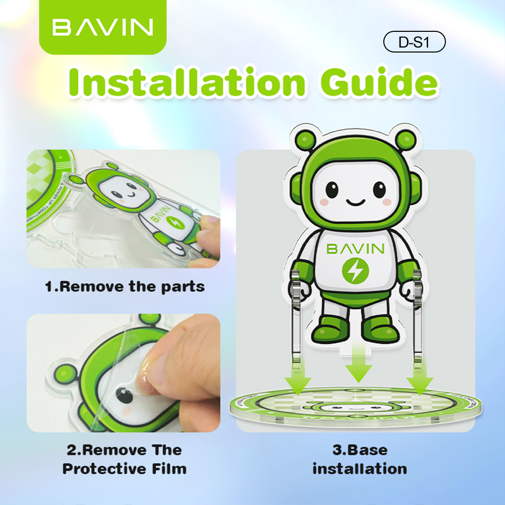 BAVIN Phone Stand Acrylic Transparent Robot Design Holder for Desk Compatible for Smartphones