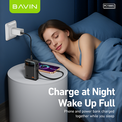 BAVIN Y-PC1188 20000mAh 65W PD Fast Charging Powerbank w/ Built-in Type-C Cable | LED Display Laptop & Mobile Compatible