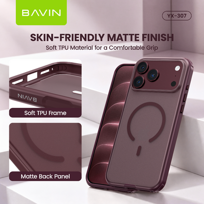 BAVIN YX307 Magnetic Solid Color Shockproof Case Full Coverage Anti-Scratch for iP18/17 Pro, Pro Max