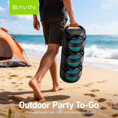 BAVIN BM37 Party Karaoke Wireless Bluetooth Speaker with RGB Light 30W Powerful Sound w/ Mic