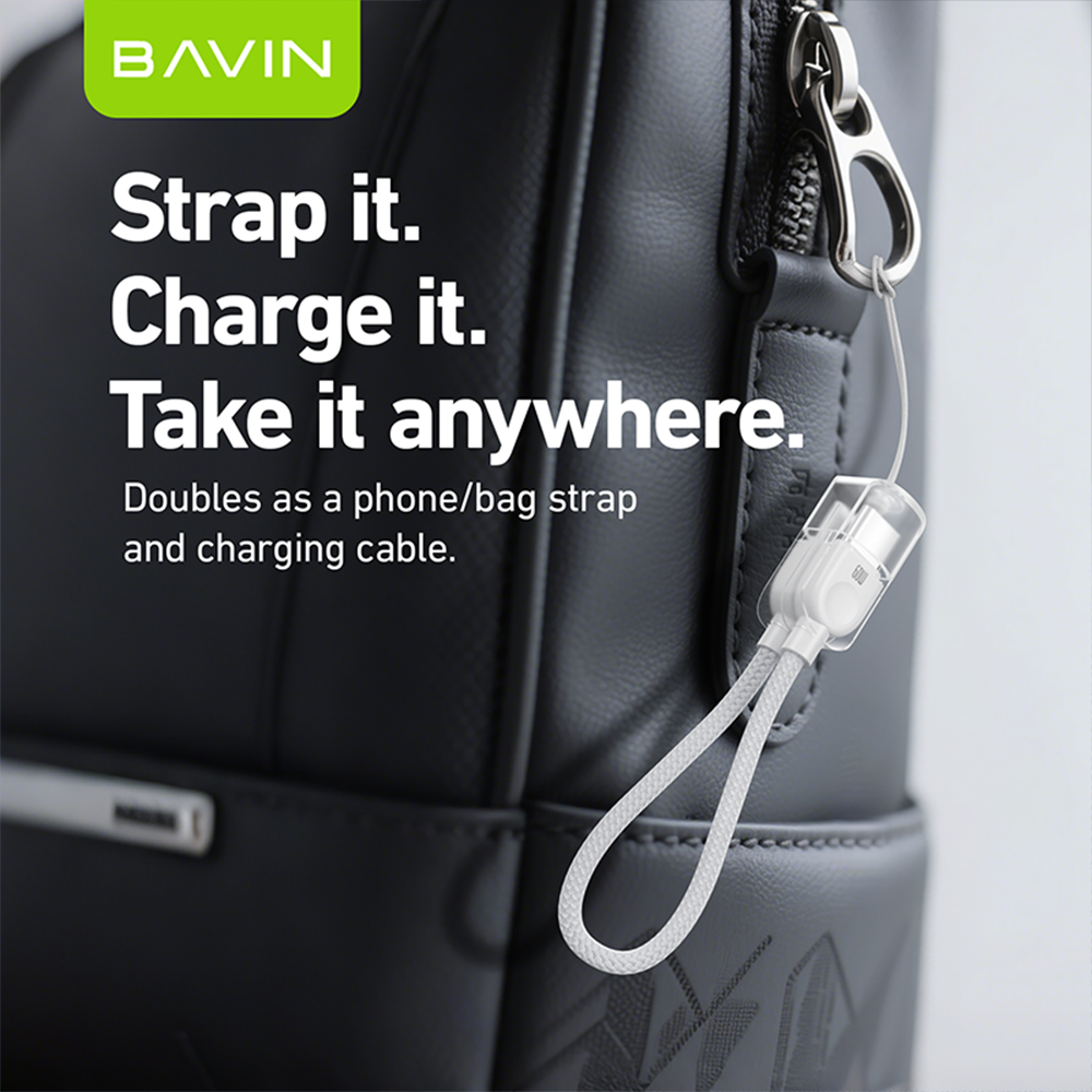 BAVIN CB411 Portable PD 60W Fast Charging 18.5cm Data Cable | Type-C to C / Type-C to iPhone | Lanyard Design Durable