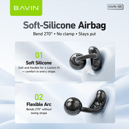 BAVIN BA105 TWS Hi-Res Audio BT 6.0 Wireless Open-Ear Clip Earphones w/ Long-Lasting Microphone