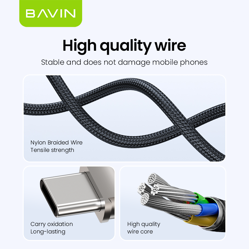 BAVIN U-CB374-XX Fast Charging Cable w/ Crossbody & Wrist Lanyard