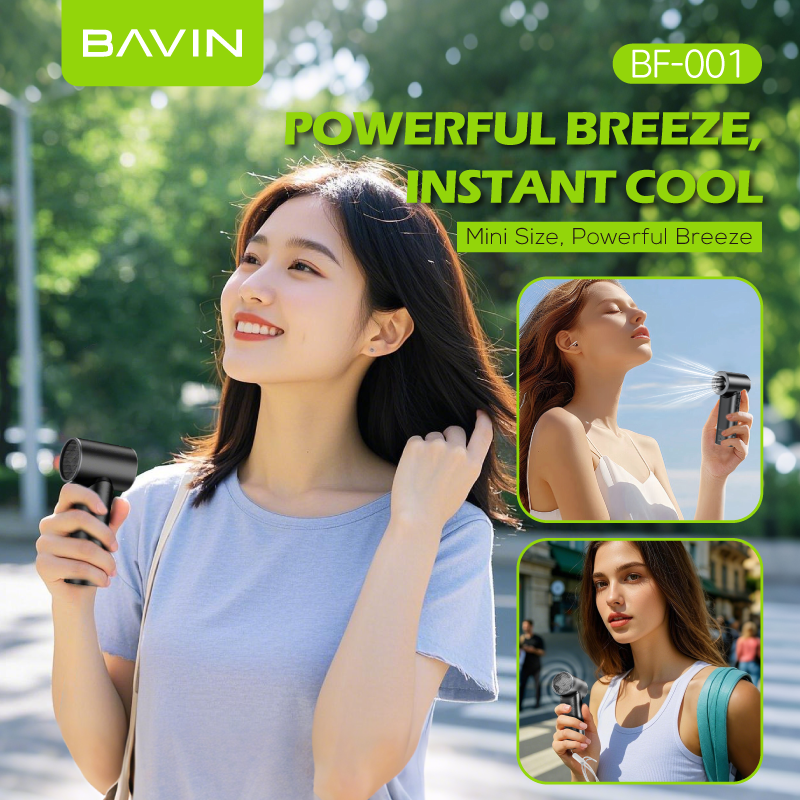 BAVIN BF-001 Portable Mini Turbo Jet Fan Rechargeable w/ Up to 5 Gears Powerful Wind Speeds