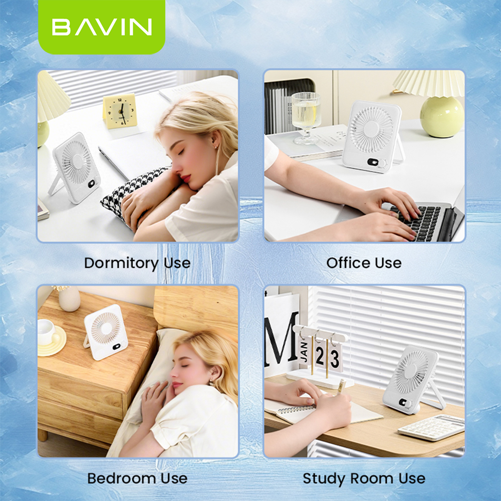 BAVIN BF006 Ultra-Thin Portable Mini Desktop Fan w/ 4-Speed Strong Wind for Office and Home