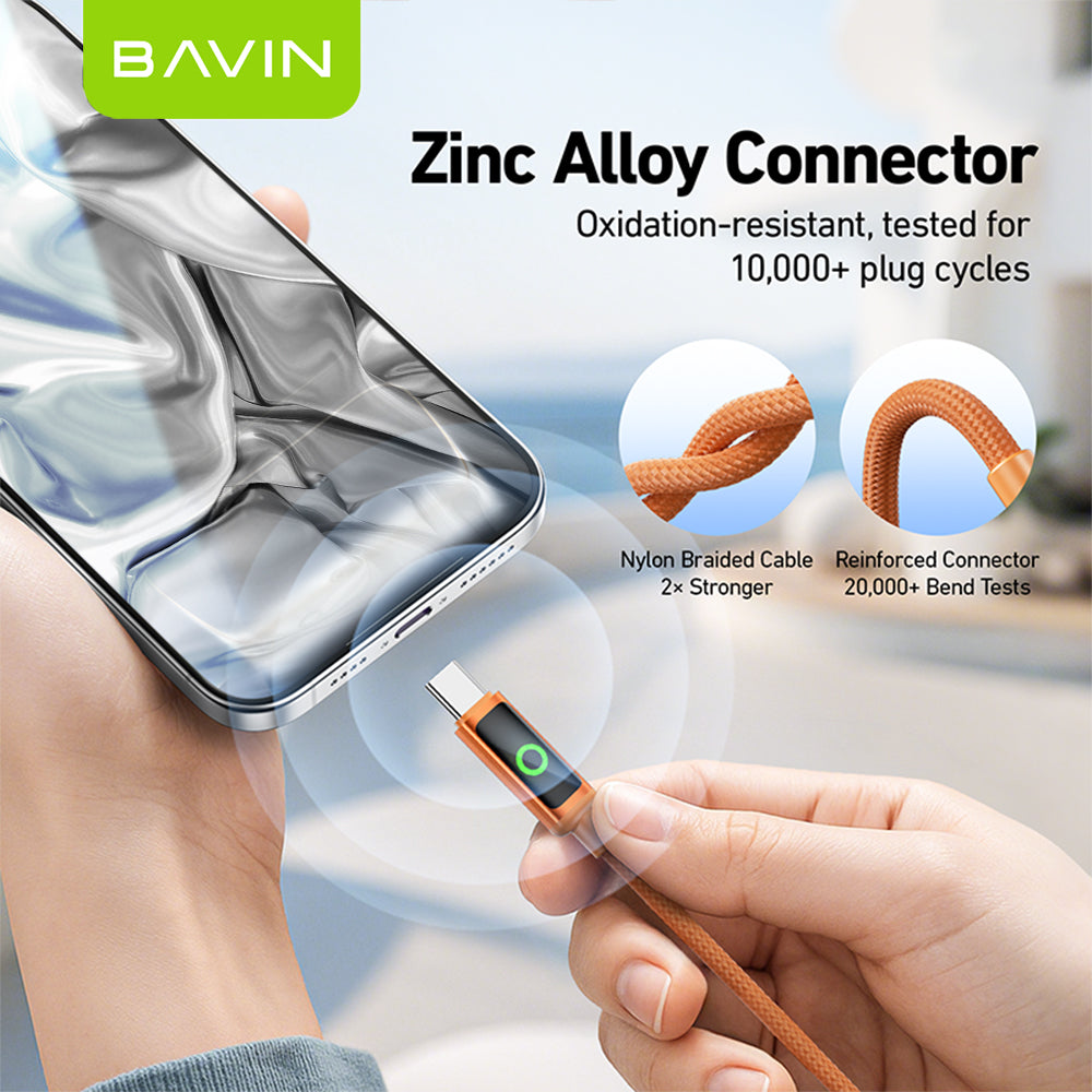 BAVIN CB413 / CB415 PD 60W Type-C Fast Charging 1m Braided Cable w/ High-Speed Data Transfer for iPhone 15-17 & Android Devices