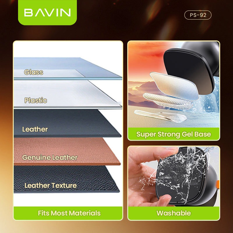 BAVIN PS92 2in1 360°Rotating Magnetic Phone Holder w/ Retractable Rod Adjustment, Strong Magnet & Silicone Cable Organizer
