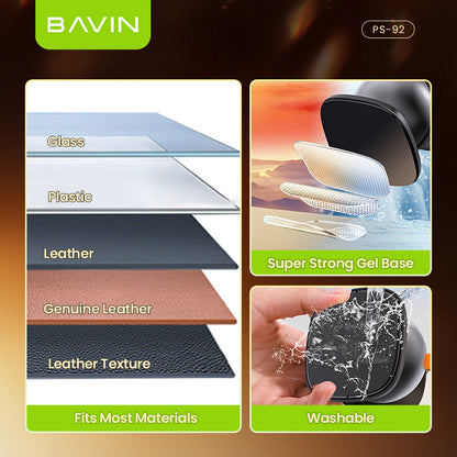 BAVIN PS92 2in1 360°Rotating Magnetic Phone Holder w/ Retractable Rod Adjustment, Strong Magnet & Silicone Cable Organizer