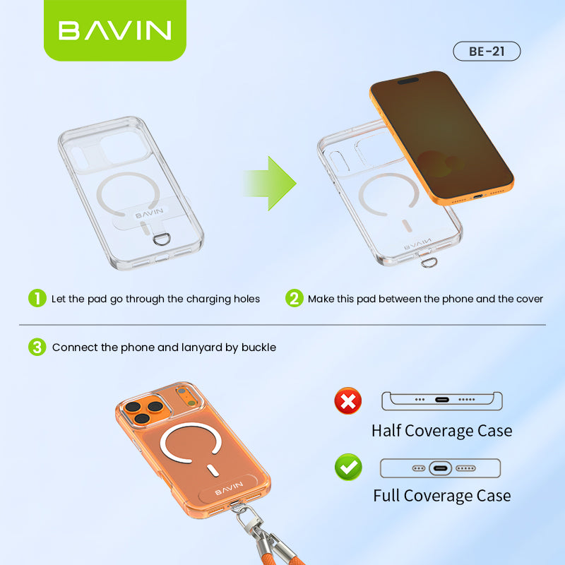 BAVIN BE21 2in1 Detachable Double Rope Phone Lanyard Crossbody & Wrist -Universal Strap for Phone Case