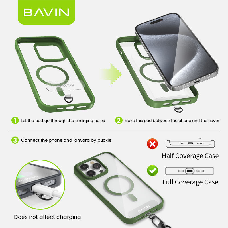 BAVIN E-BE15 Adjustable Mobile Phone Lanyard Strap w/160cm Long Cross-body Shoulder Strap