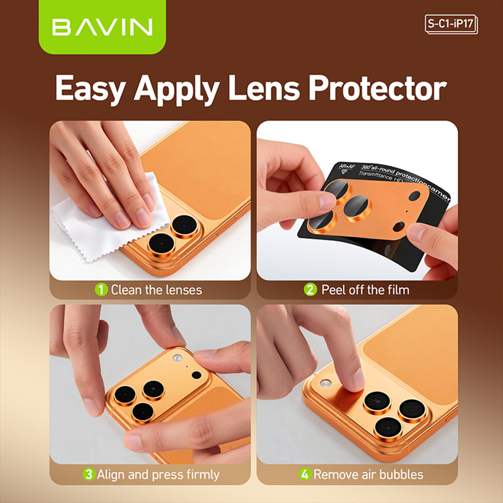 BAVIN SC1 360° Full Cover Tempered Glass Camera Lens Protector for iPhone 17 /17 Air /17 Pro /17 Pro Max