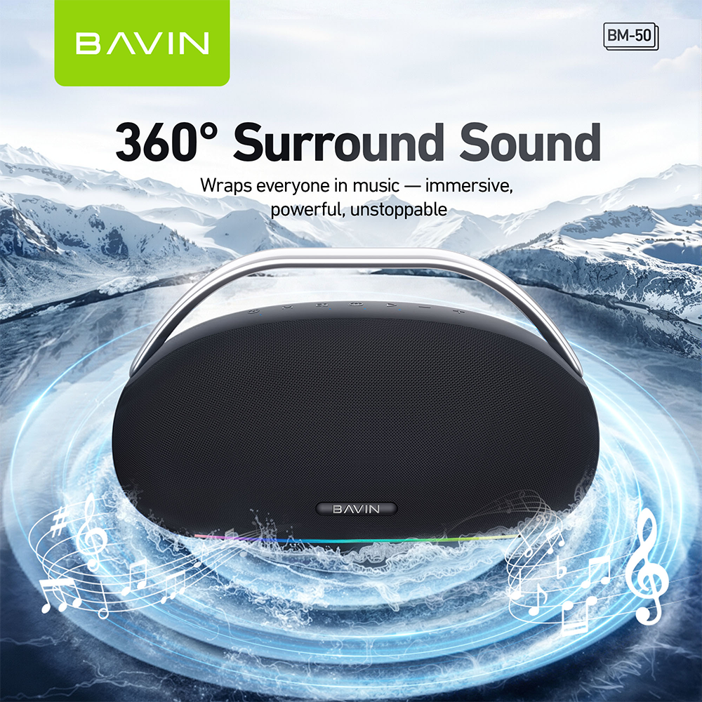 BAVIN BM50 300W Portable Bluetooth Powerhouse Speaker + 30000mAh Powerbank Function w/Dual Mic & LED