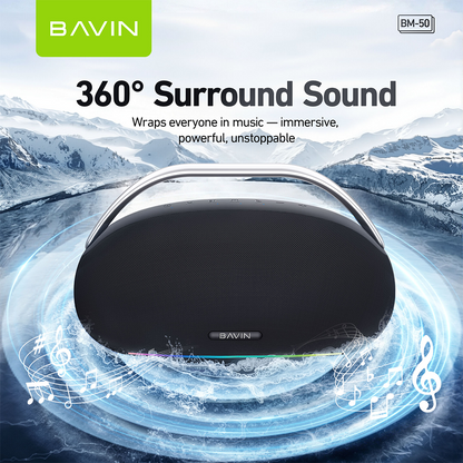 BAVIN BM50 300W Portable Bluetooth Powerhouse Speaker + 30000mAh Powerbank Function w/Dual Mic & LED