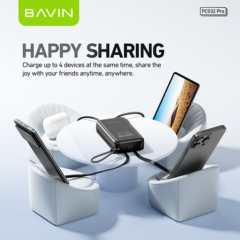 BAVIN Y-PC032 Pro / Y-PC1103 2-in-1 Charger & Powerbank 10000/20000mAh 22.5W Fast Charging w/ Dual Cables & Foldable AC Plug