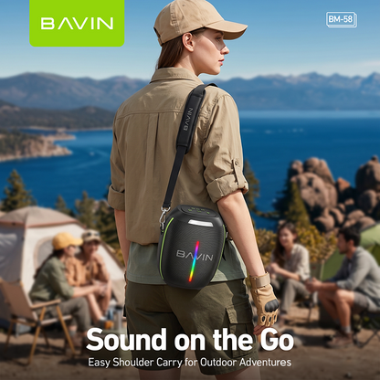 BAVIN BM58 250W Portable Party Bluetooth Karaoke Speaker 12000mAh with RGB LED Lights & Wireless Mic