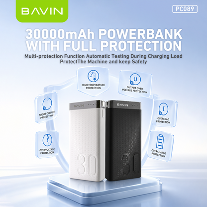 BAVIN PC089 30000mAh Large Capacity Powerbank w/ Flashlight / Micro & Type-C Input / 2x USB Output