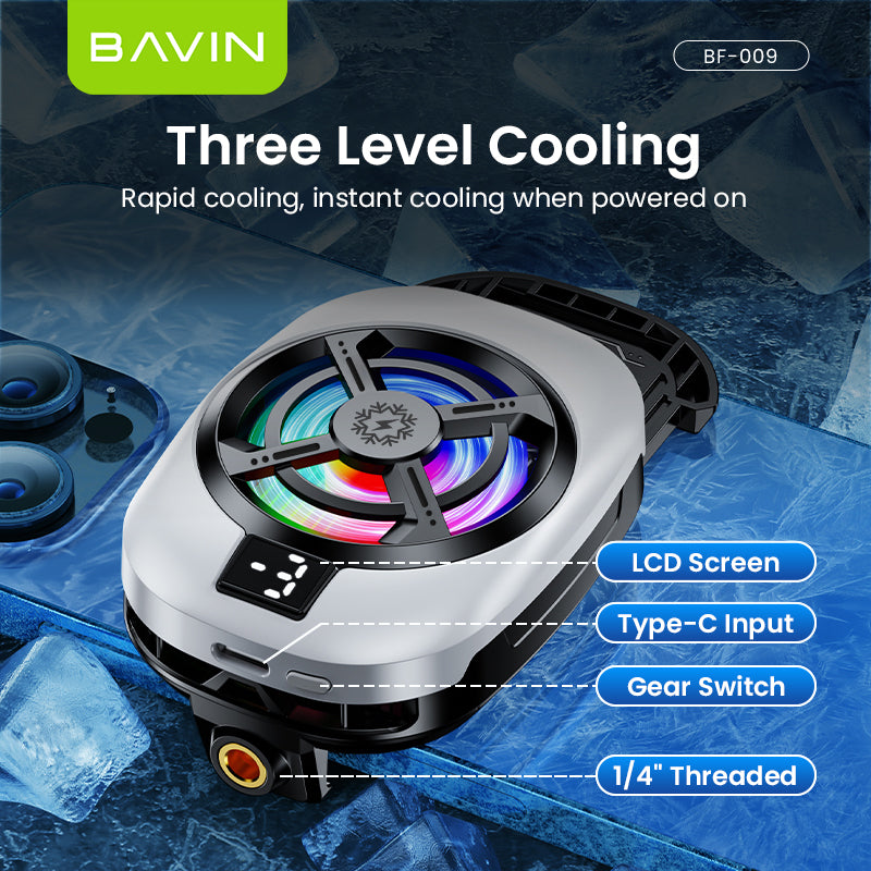 BAVIN BF-009 Gaming Phone Cooler Semiconductor Radiator w/ Clip-On Mount Dual Vent Airflow & Silent Cooling