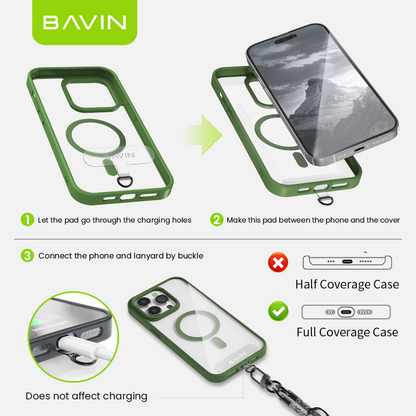 BAVIN BE13 Crossbody Phone Lanyard Necklace Strap Long Universal Strap for Phone Case w/ Safety Clip