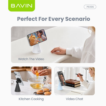 BAVIN PS106 Mini Portable Strong Magnetic Desktop Phone Stand w/ 180° Rotation Holder for iPhone, Android