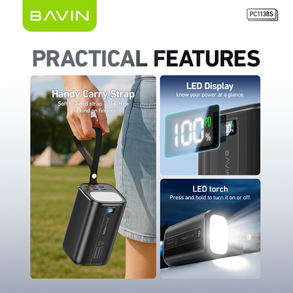 BAVIN Y-PC1057S 80000mAh / Y-PC1138S 100000mAh Heavy Duty Portable 22.5W Fast Charging Powerbank w/ LED Indicator & Flashlight