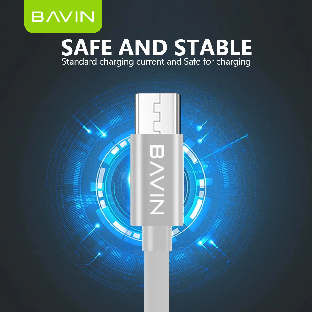 BAVIN U-CB139 2.4A Quick Charging Cable w/LED Light & Voice Control USB Data Cord for Micro & iPhone