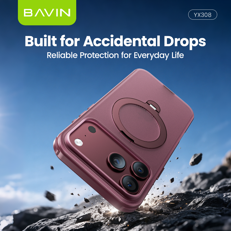 BAVIN YX308 Magnetic Phone Case w/ 360° Rotating Ring Stand Strong Magnetic Holder for iPhone 18 Series