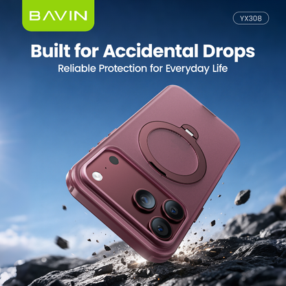 BAVIN YX308 Magnetic Phone Case w/ 360° Rotating Ring Stand Strong Magnetic Holder for iPhone 18 Series