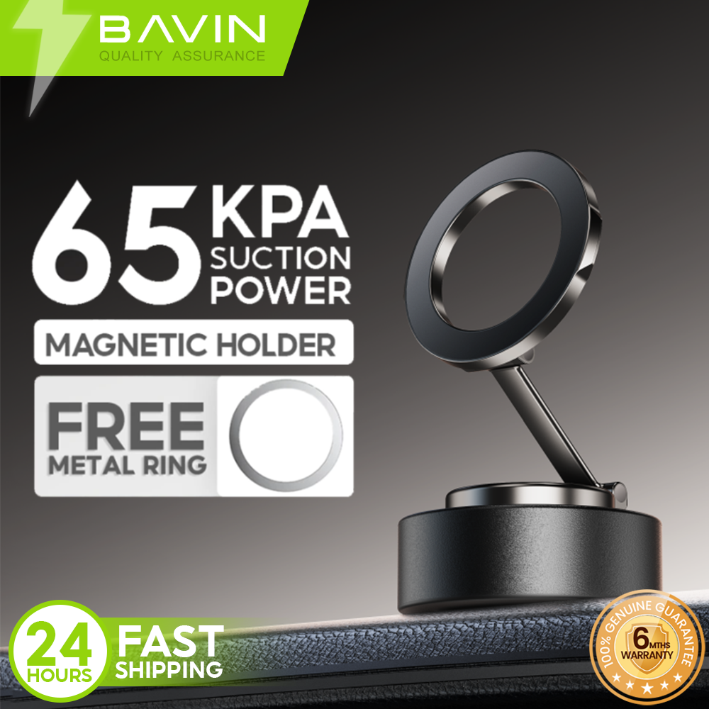 BAVIN D-S-PS86 Vacuum Magnetic Car Phone Holder Mount w/ 360° Adjustable for Smartphones