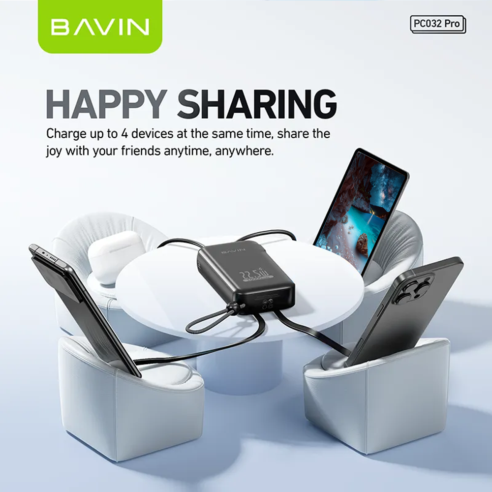 [CCC] BAVIN PC032 Pro 10000mAh/ PC1103 20000mAh 2-in-1 22.5W Fast Charging Powerbank w/ Dual Cables & Foldable AC Plug