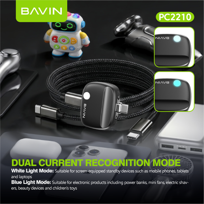 BAVIN PC2210 240W Fast Charging Type-C AI Smart Auto Cut Off Adapter for Laptops,iP & Android Phones