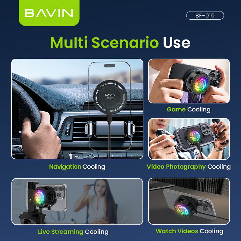 BAVIN BF-010 Magnetic Phone Cooler w/ Clip Design / RGB Light / Adjustable Cooling Gears