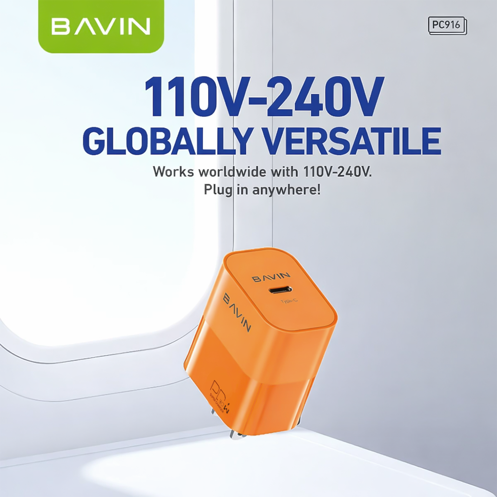 BAVIN PC916 30W PD Fast Charging Wall Charger Compatible for Type-C to Type C & Type-C to iPhone
