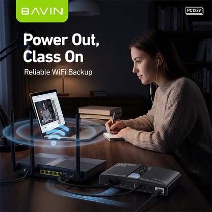 BAVIN PC1238 Portable 18W/36W 20000mAh UPS Uninterrupted Backup Powerbank for PoE Sensor, Router, CCTV