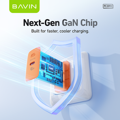 BAVIN PC2092 40W PD GaN Fast Charging Adapter USB-C Wall Charger for Laptop, iPhone 5-17 &Type-C Devices