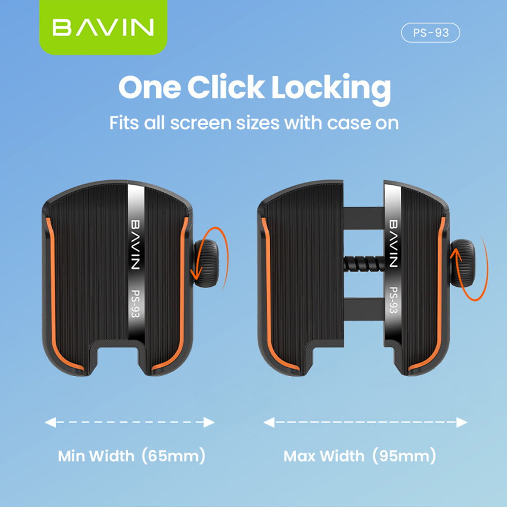 BAVIN PS93 Universal 360° Adjustable Shockproof Rearview Mirror Phone Holder Anti-Slip Mount for Motorcycle & Bike