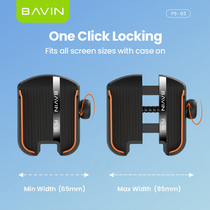 BAVIN PS93 Universal 360° Adjustable Shockproof Rearview Mirror Phone Holder Anti-Slip Mount for Motorcycle & Bike