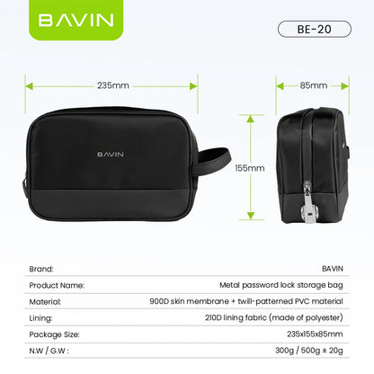 BAVIN E-BE20 Large Capacity Waterproof Bag w/ Password Lock For Earphones, USB Cables, Chargers & Digital Accessories Bag